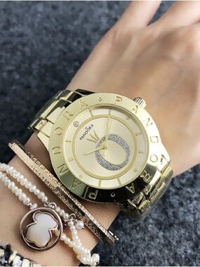 New Pandora Gold Tone Women's Bracelet Watch with Crystal Accent